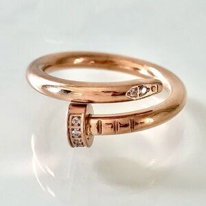 Rose Gold Nail Zirconia Ring Band
